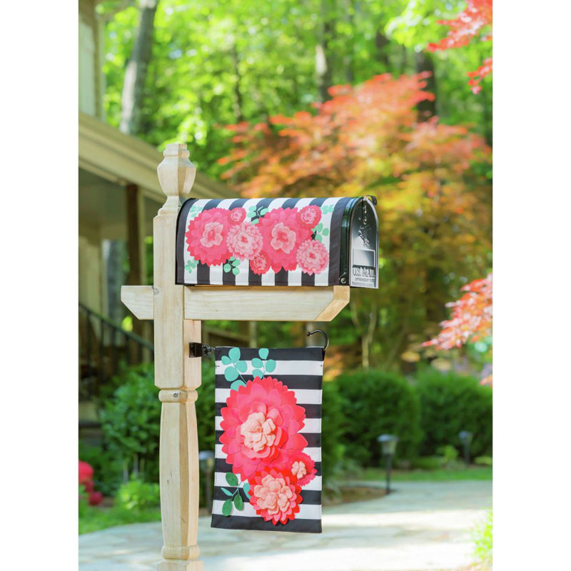 Housse pour boîte aux lettres rayures et fleurs