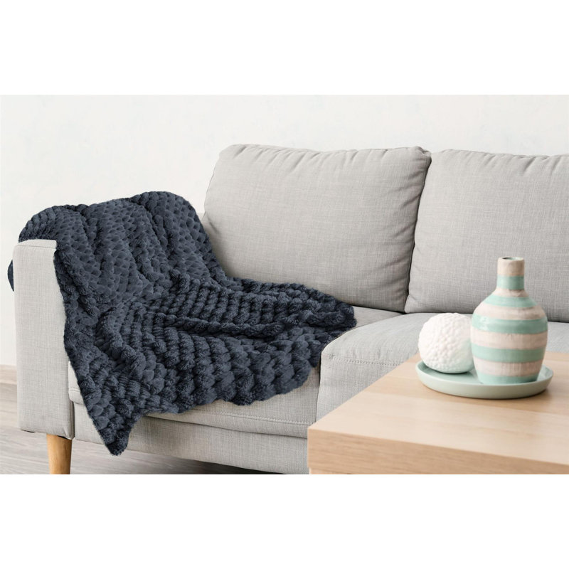 Woodby Hand Woven Throw Blanket, 127 W x 152cm L, Black