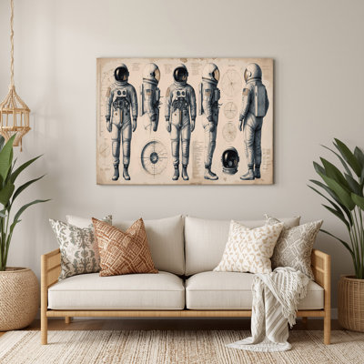 Dessins techniques, art mural en métal beige
