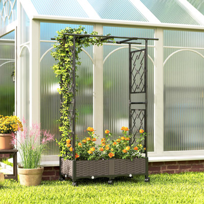 Lit de jardin surélevé avec treillis et roues