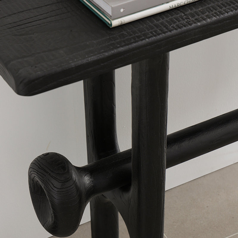 Table d'entrée en bois de frêne massif de style Wabi-Sabi, H 31,5 po x l 70,9 po x P 13,8 po