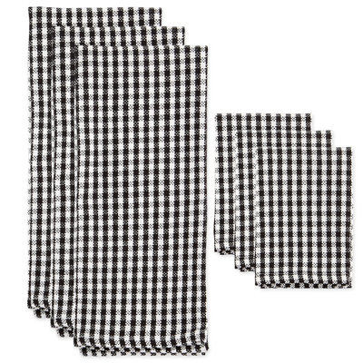 Ensemble 6 pièces de linge à vaisselle et à linge épais 6 pièces Black Check