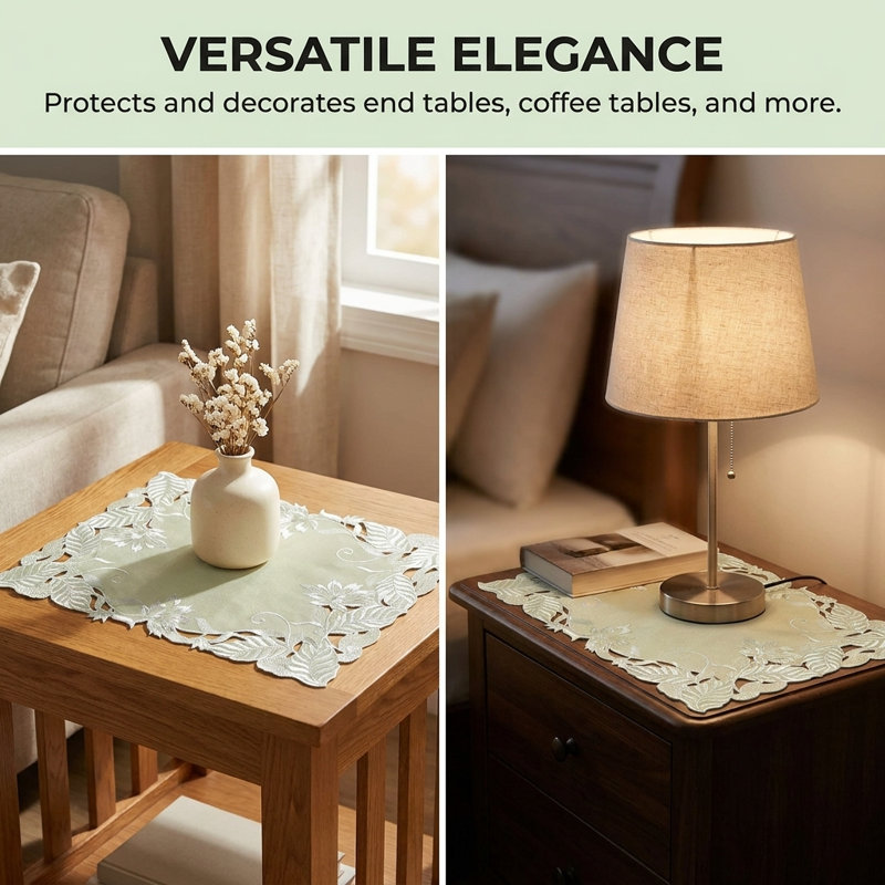 Luxurious Daulton Collection Placemats Set with Embroidered Floral Motif for Elegant Christmas Table Decor