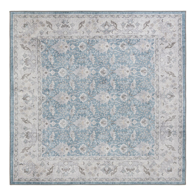Morissaint Performance Chenille Floral Indoor Rug, Square 7'10" x 7'10"