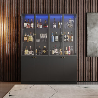 78.7"H China Cabinet With Glass Door Drawer And Light by Orren Ellis