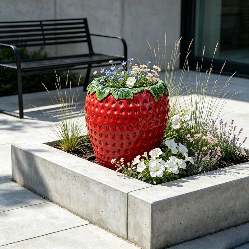 15" Height Strawberry Shaped Planter Pot