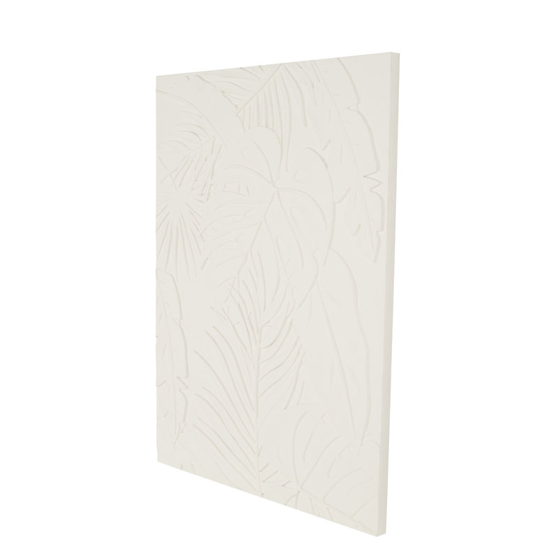 Wooden Embossed Leaf White Wall Decor