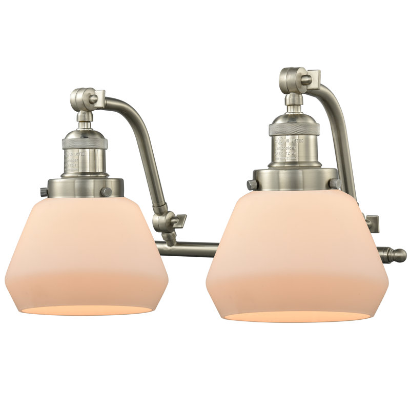 Keefe 2 - Light Dimmable Vanity Light, Brushed Satin Nickel, 3.5 Watt Vintage LED Bulb, Matte White Cased