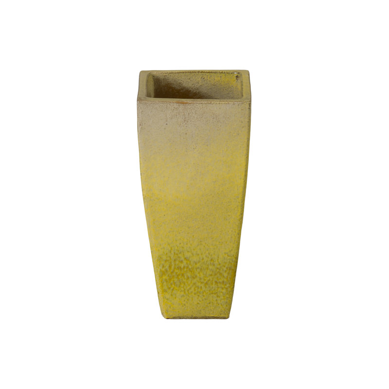 QUAD SQUARE PLANTER, SNOW, 20" H x 9" W x 9" D, Yellow