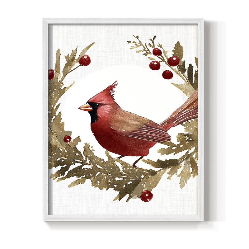 «Christmas Holiday Art CMXLIV», reproduction d'art encadrée - bois massif, H 11 po x l 9 po, Blanc