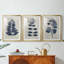 Fleurs bleu marine pressées IV - reproduction encadrée sur mesure de qualité supérieure mate - 3 pièces-260337418-260337422