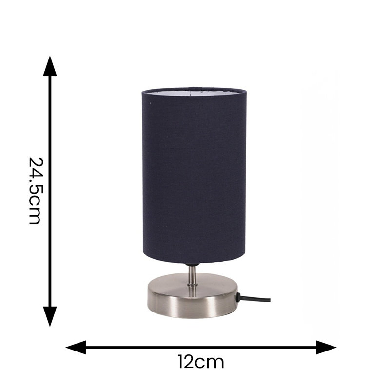 Romica Metal Table Lamp, Navy, Brushed Chrome, Yes