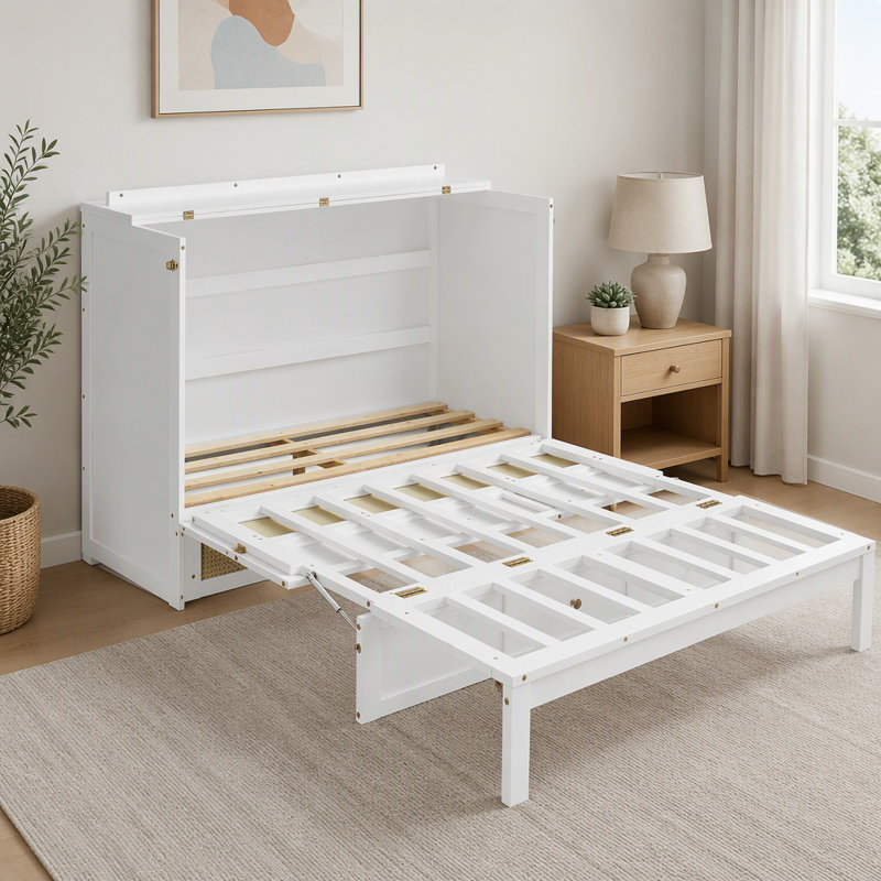 Lit escamotable avec grands tiroirs Murphy, Blanc