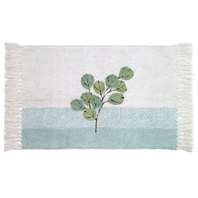 Avanti Ombre Leaves Cotton Bath Rug with Fringe