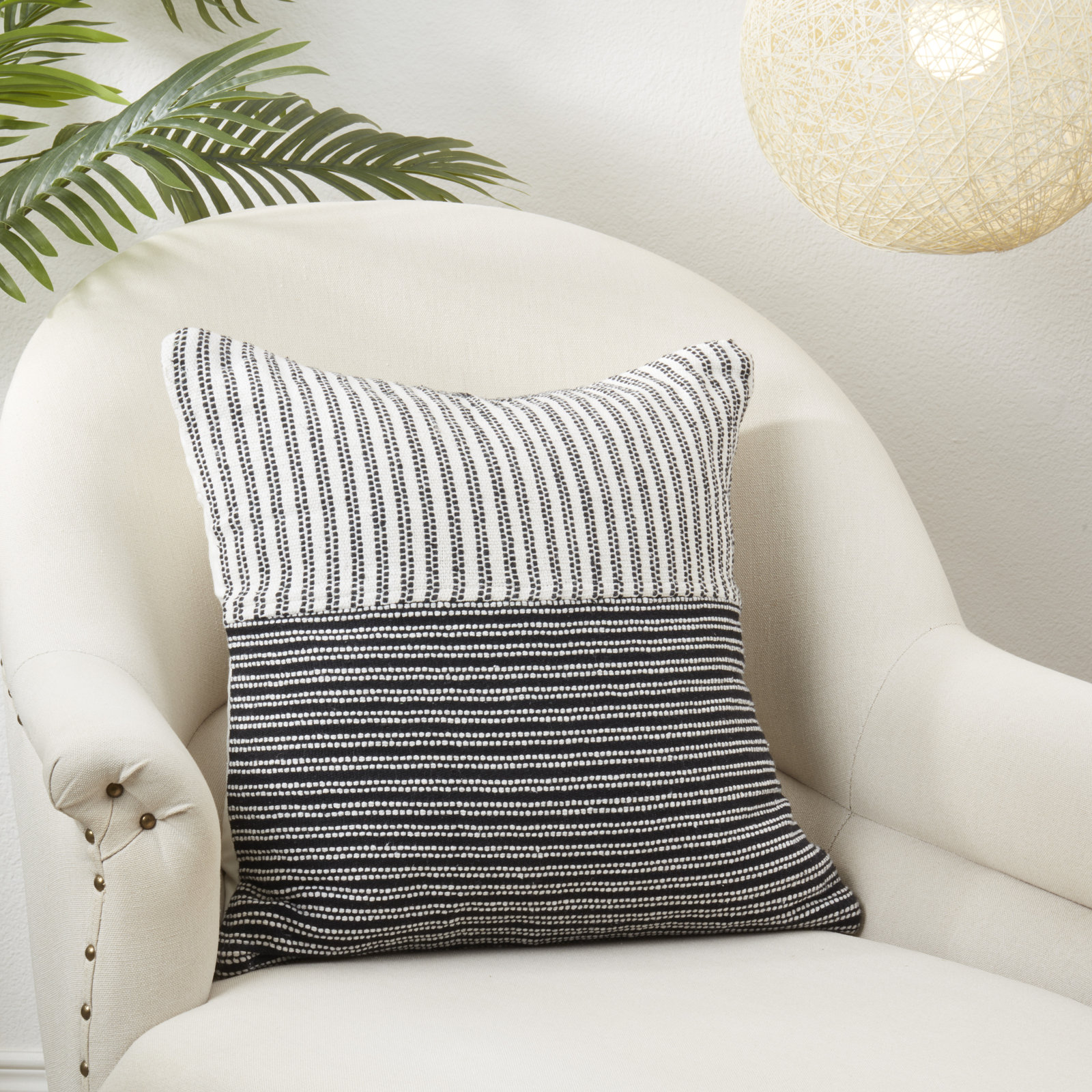 Entendu Collection Striped Cotton Throw Pillow, Down