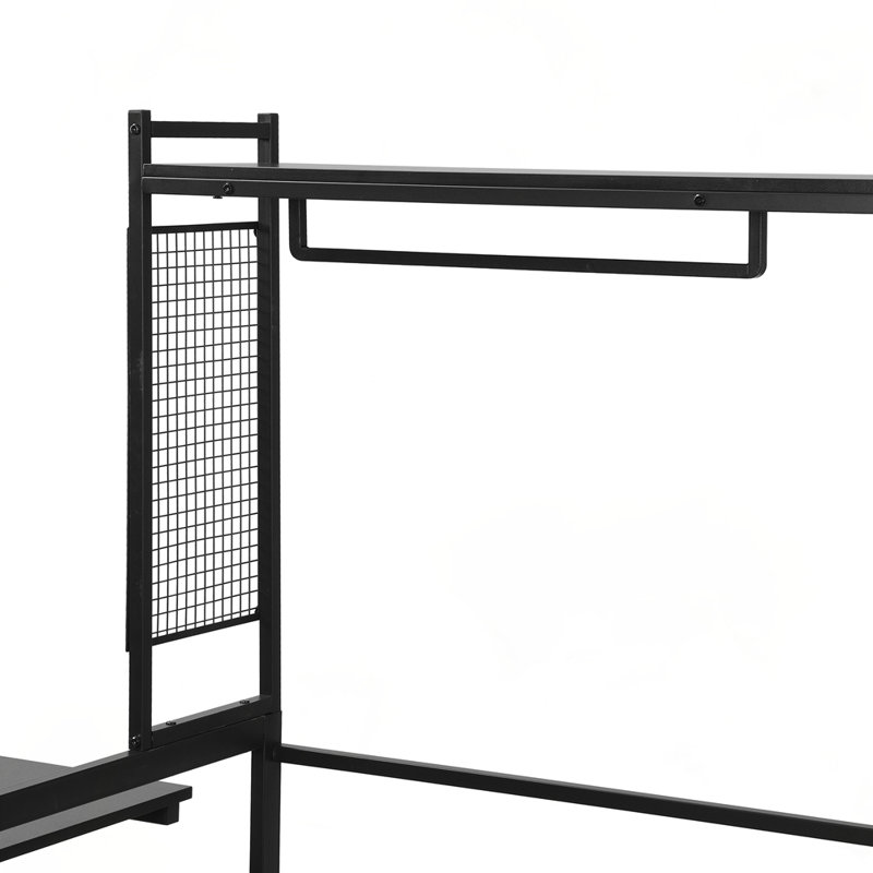 Lit de jour en métal avec bureau mobile, Simple, Noir