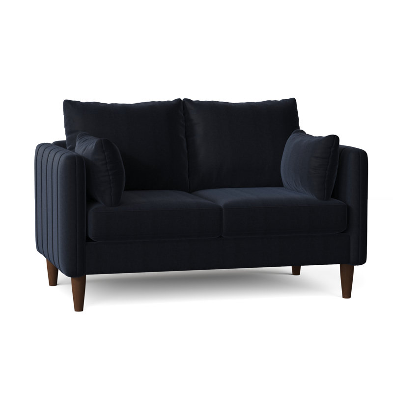Kaveen Upholstered 58'' Loveseat, Walnut, Entice Indigo