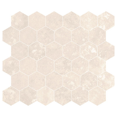 Mosaïque hexagonale ivoire en travertin 2 pouces