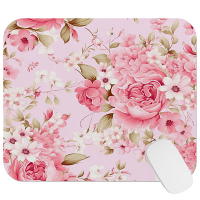 Floral Pink Flowers XIII Gaming Cute Office Laptop Desk Pad Gift Mat Square Rectangle Non-Slip Mousepad