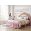 Lit plateforme double en velours arc-en-ciel pleine grandeur avec tiroirs de rangement Princess - rose, aucun sommier nécessaire