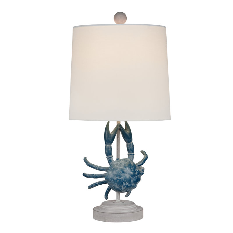 20.25" Resin Table Lamp With Shade, White, White