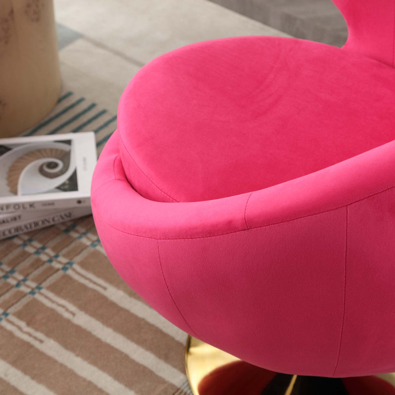 Chaises d'appoint pivotantes 360 degrés Cuddle Barrel, Velours rouge rose