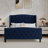 Bed Frame with Storage, 4 Under Bed Drawers and Wingback Headboard, Type-c and USB Ports, Diamond Tufted Upholstered Platform, No Box Spring Required-224186653-224186648