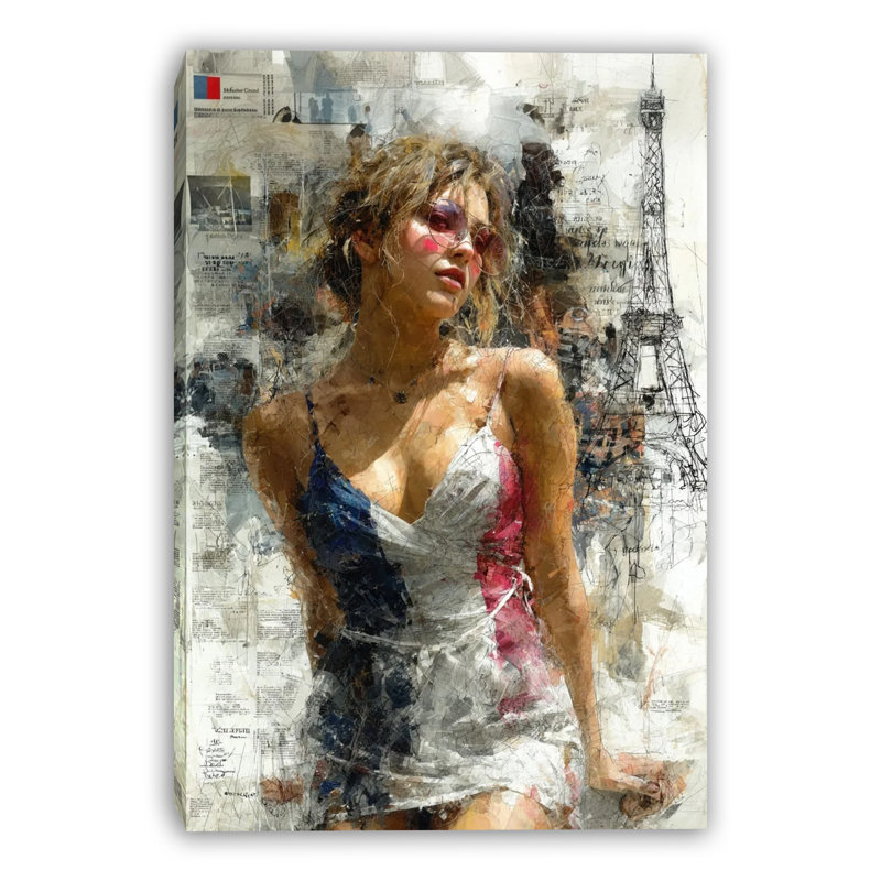Art mural sur toile abstraite Parisienne, L 36 po x H 48 po x P 1,5 po