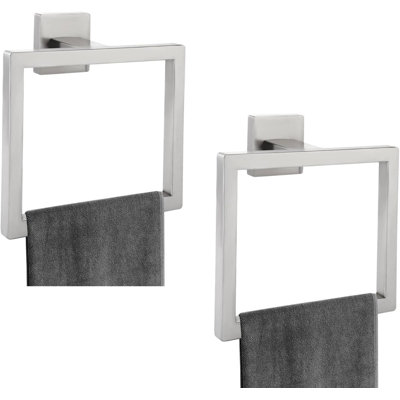 Ensemble de 2 anneaux à serviettes carrés - Porte-serviettes muraux en acier inoxydable SUS304 pour salle de bain