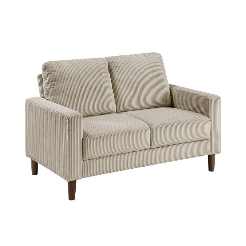 Causeuse rembourrée en velours côtelé taupe moderne, Brun
