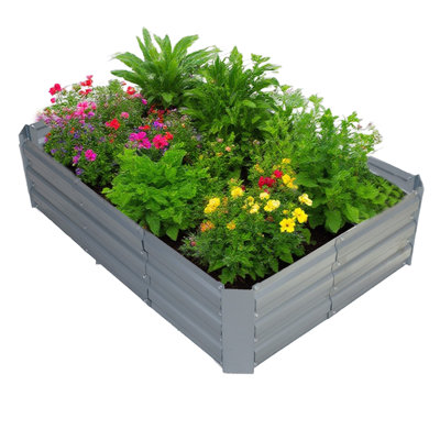 4W Galvanized Raised Garden Bed 4x3x1ft Durable Metal Planter Box for Vegetables & Flowers, Easy Assembly, Weather-Resistant, original colour