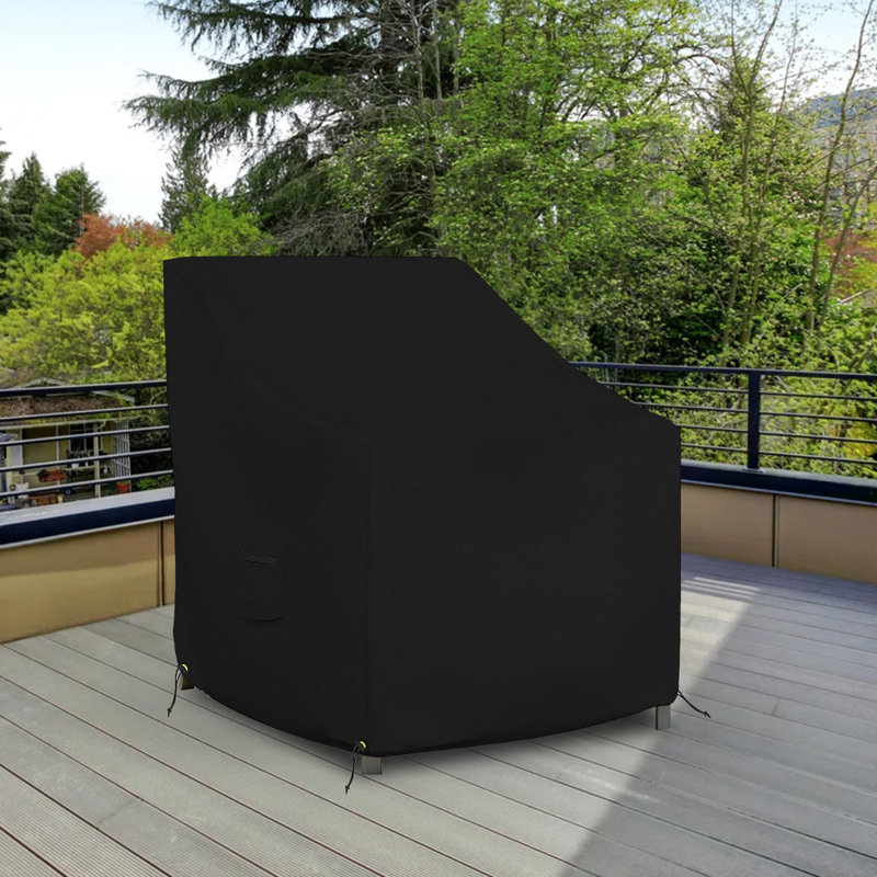 Heavy Duty Waterproof Outdoor Patio Chair Cover, All Weather Protection Patio Deep Seat Chair Cover Protector, Black