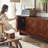 78.74 Mid-Century Brown Solid Wood TV Cabinet, Modern Media Console for Livingroom, Pre-Assembled