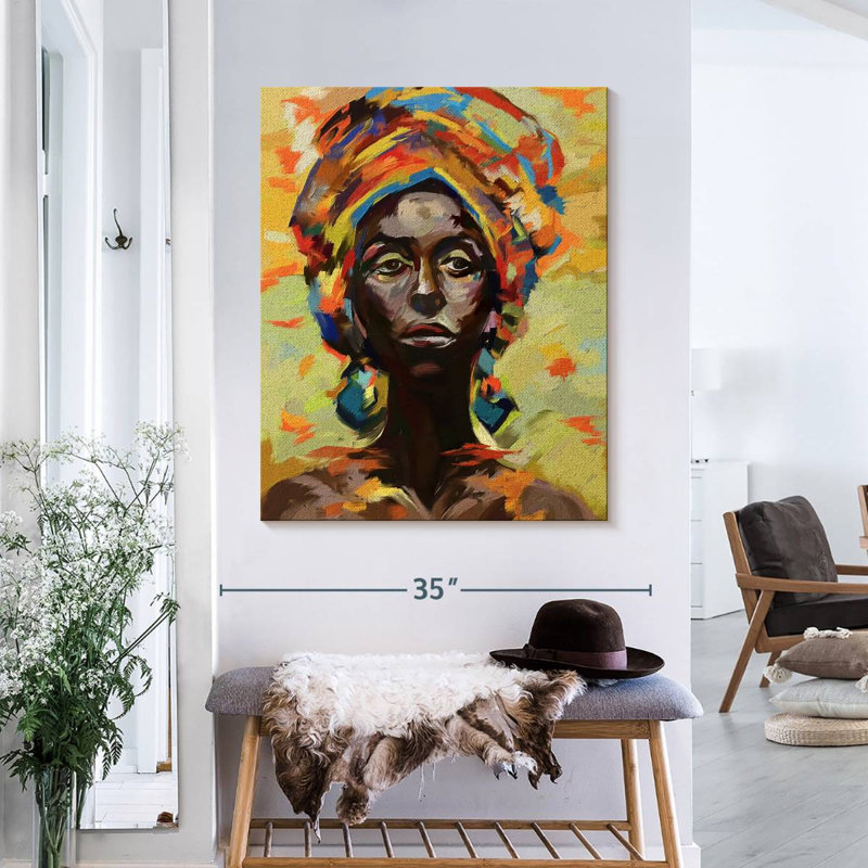 Portrait de femme sur toile, H 35 po x l 28 po 