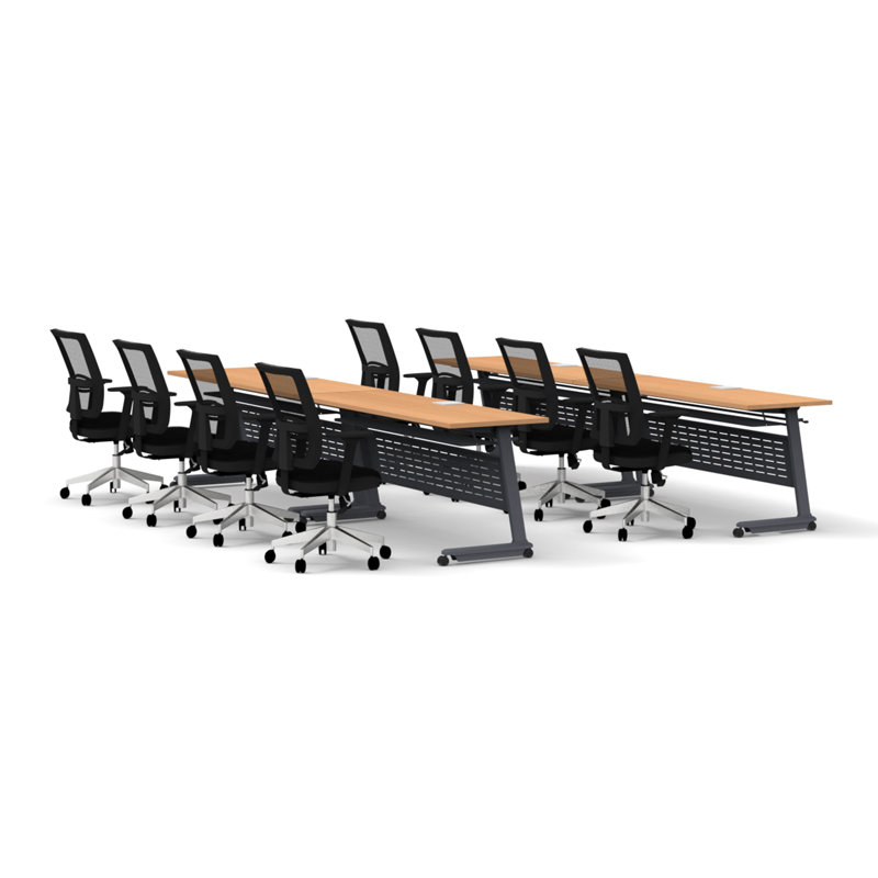 Rectangle 6 Person Flip Top 72'' L Modular Training Table and Chair Set with Casters and Modesty Panel and Cable Management