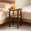 Table de bout ronde à 2 niveaux en bois d'hévéa massif et petite table d'appoint pour le salon de la chambre à coucher