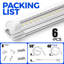 Éclairage de magasin Barrina à DEL, 5 pi, 50 W, 6 500 lm, 5 000 K, luminaire transparent en forme de V à couvercle en T8, lumières d'atelier pouvant être reliées pour garage, atelier, entrepôt, sous-sol, répertorié ETL, 6 paquets