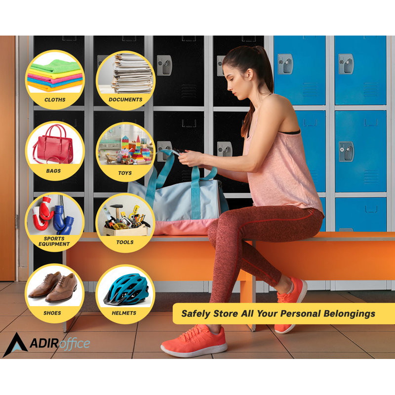 Casier à clés en acier à 4 portes 72 po x 12 po x 12 po à 4 niveaux - rangement pour employés, étudiants, salle de sport, lieu de travail - Comprend des crochets, une ventilation et un porte-carte - Assemblage facile