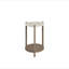 Table de bout compacte à plateau rond en pierre - base en bois, table d'appoint durable pour petits espaces