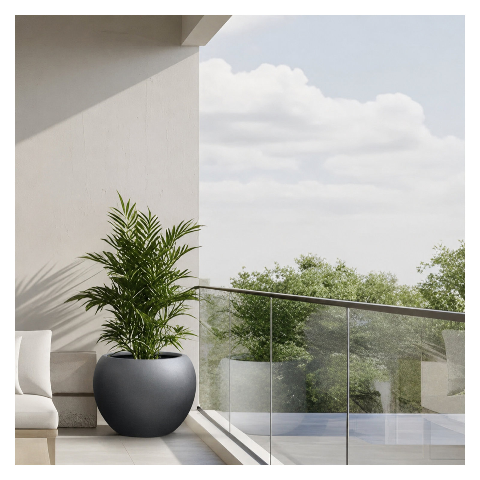 Dorlis Fiberstone Pot Planter, 10" H x 13" W x 13" D, Charcoal