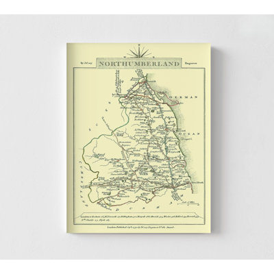 Northumberland County England - Cary 1792, affiche de carte antique de Northumberland, carte historique rustique du comté de Northumberland