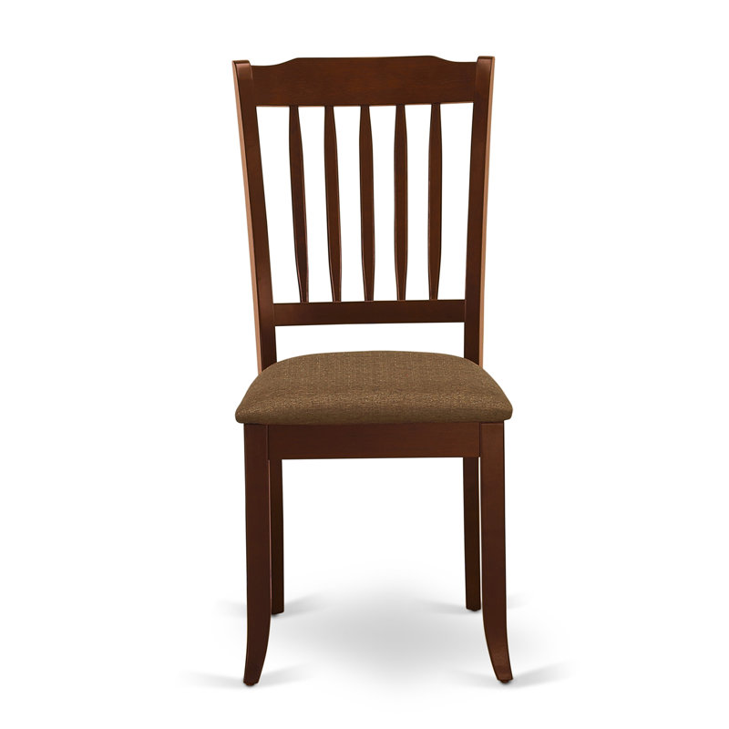 Kollman Extendable Rubberwood Solid Wood Dining Set, Linen Fabric, Mahogany, 9 Pieces: Table, 8 Chairs
