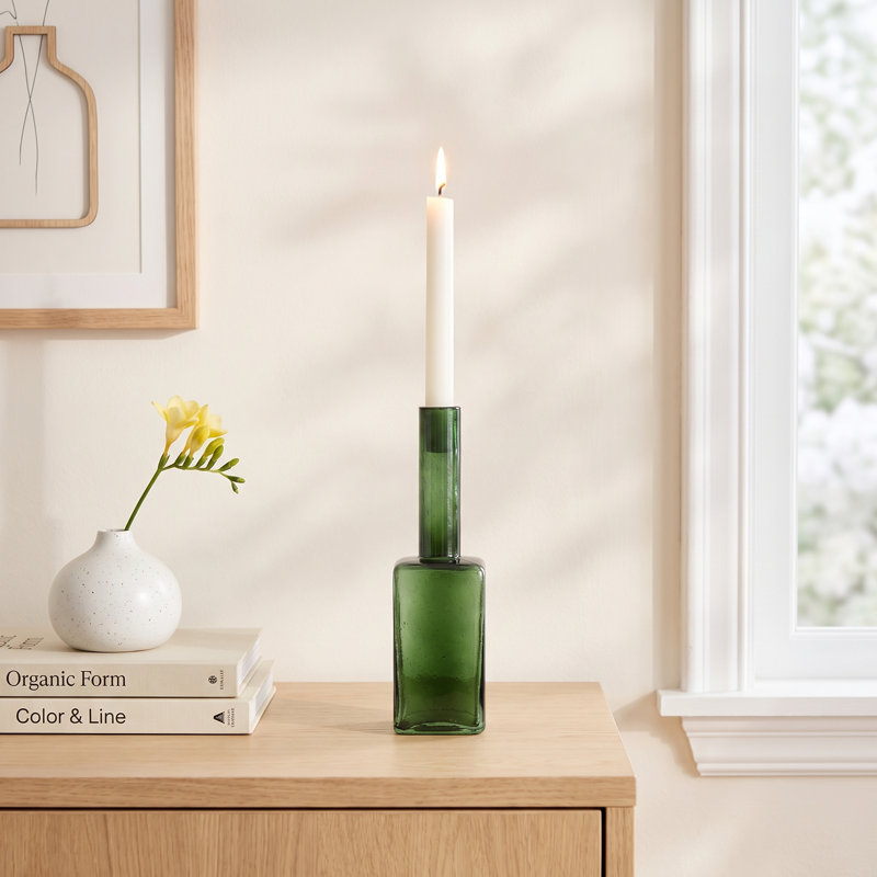 Lene 11.02'' H Glass Tabletop Candlestick, Capulet