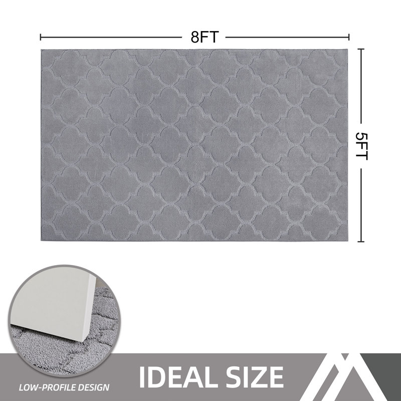 Non-Slip Geometric Doormat, Grey, 152.4cm W x 243.8cm L