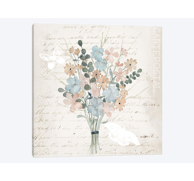 « fleurs pastel i », impression sur toile, H 12 po x l 12 po x P 0,75 po, Toile tendue, Pas de tapis