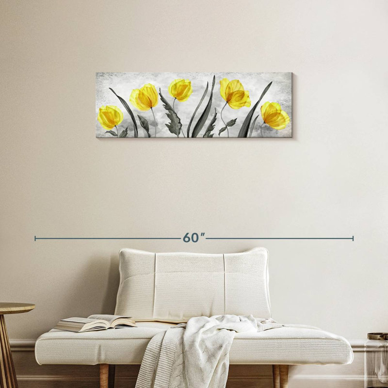 " Bright Yellow Tulips ", 12" H x 36" W x 1.25" D