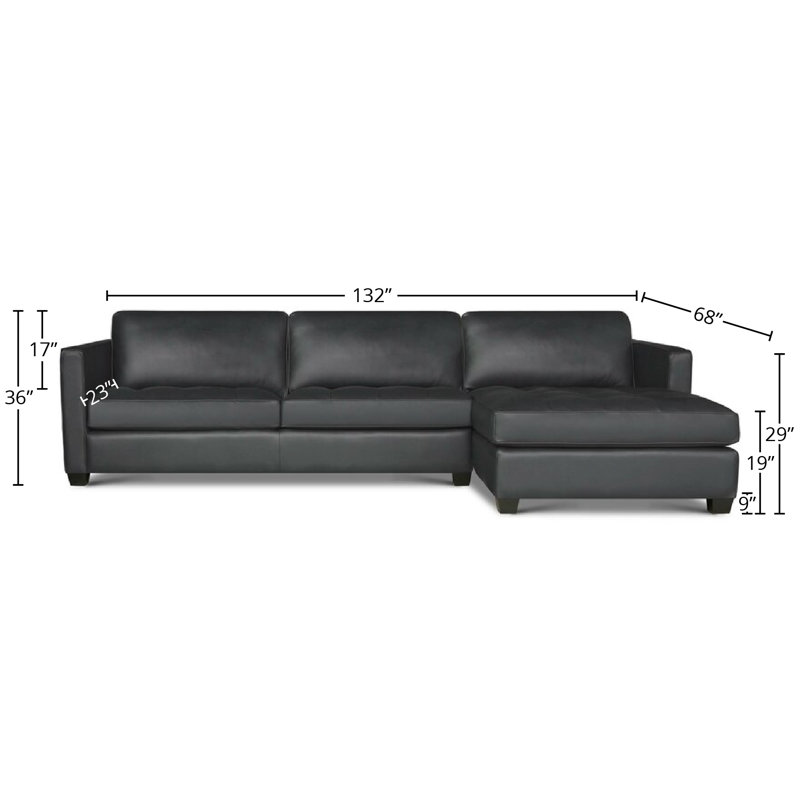 Arizona Chaise Sectional, Right Hand Facing, Cobalt Dreamer Genuine Leather