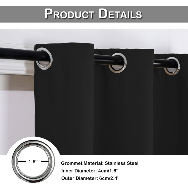 Marcenia Polyester Blend Blackout Single Curtain Panel, Black