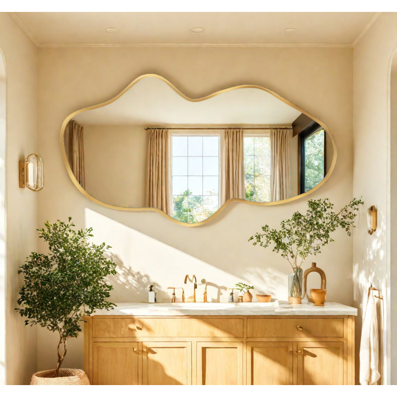 Miroir mural asymétrique, Doré, 39 po x 24 po