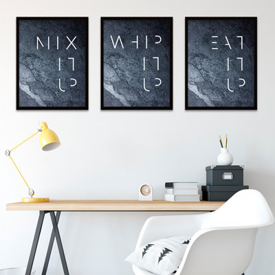 Slate Kitchen Mix Whip Eat It Up - 3 Piece Print Set